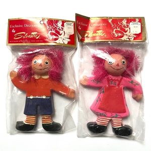 SALE!  Vintage De Sela Raggedy Ann and Andy Ornaments